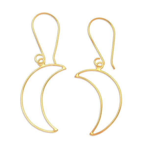 Alternate image for Gold-Plated Crescent Moon Dangle Earrings Moon Money