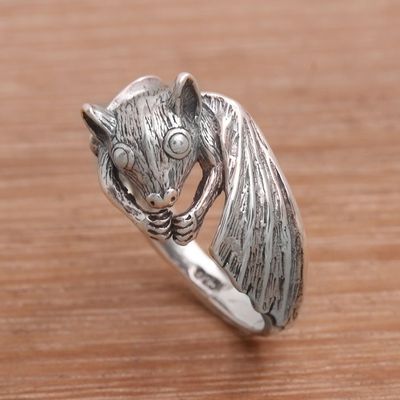 Alternate image for Handcrafted Sterling Silver Bat Cocktail Ring from Bali Beautiful Bat