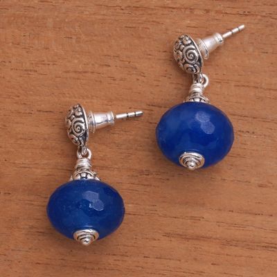 Alternate image for Blue Chalcedony Dangle Earrings from Bali Azure Buddha