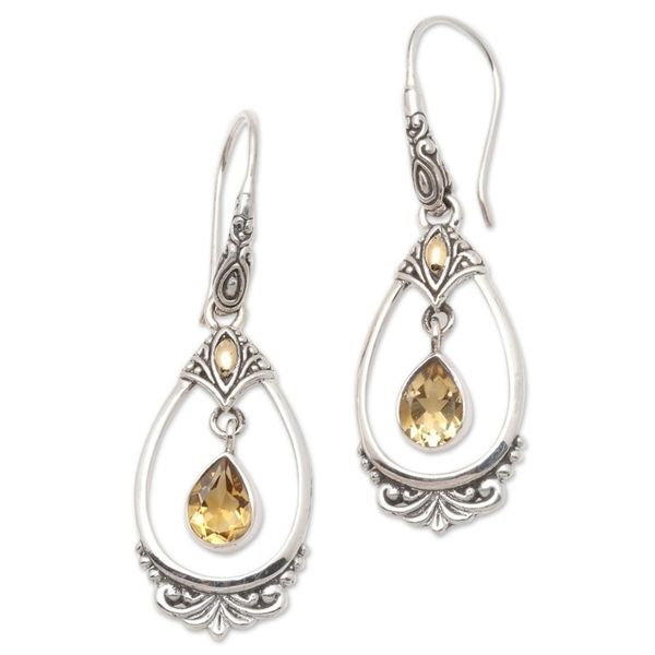 Alternate image for Citrine Dangle Earrings Accented with 18k Gold Victoriana