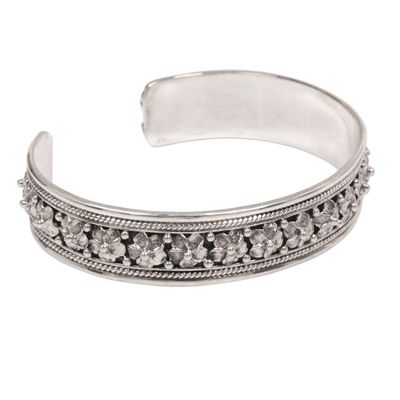Alternate image for Hand Made Sterling Silver Floral Cuff Bracelet Indonesia Frangipani Line