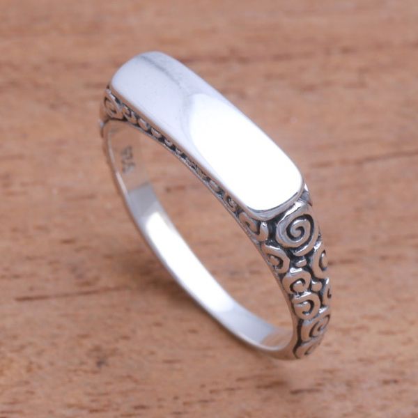 Alternate image for Curl Pattern Sterling Silver Band Ring from Bali Intaglio Beauty