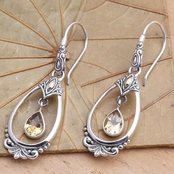 Alternate image for Citrine Dangle Earrings Accented with 18k Gold Victoriana
