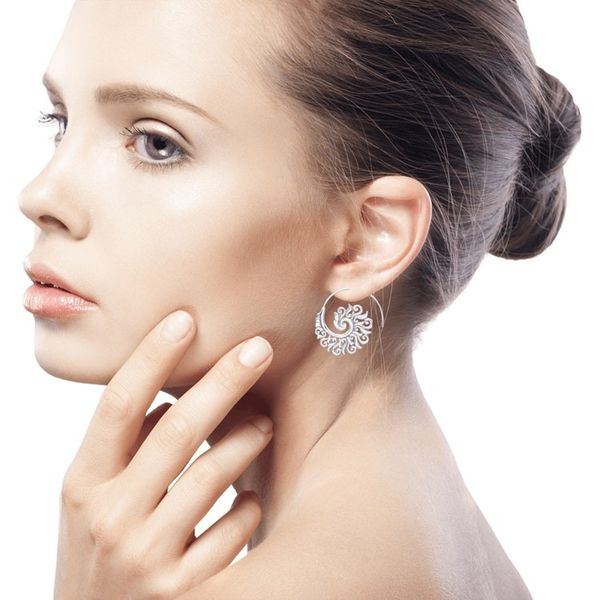 Alternate image for 925 Sterling Silver Half Hoop Earrings from Indonesia Spiral Beauty
