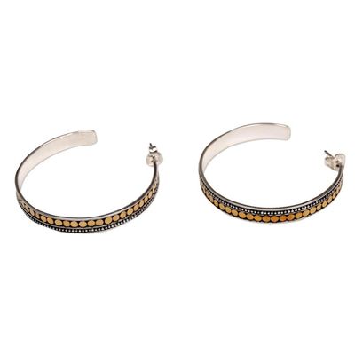 Alternate image for Gold Accent Sterling Silver Half-Hoop Earrings Indonesia Edge of Sunrise
