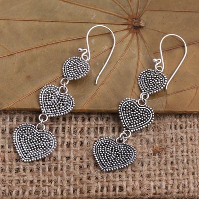 Alternate image for Sterling Silver Heart Dangle Earrings Jawan Hearts