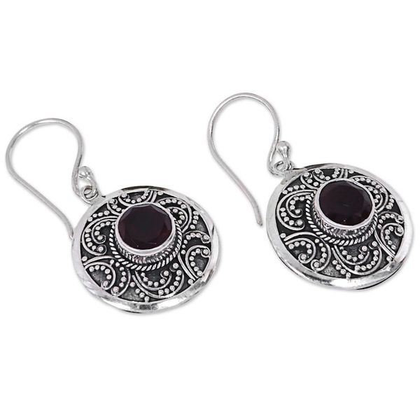 Alternate image for Handcrafted Balinese Sterling Silver Garnet Earrings Balinese Aura