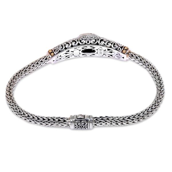 Alternate image for Handcrafted Balinese Gold Accent Silver Amethyst Bracelet Bedugul Garden
