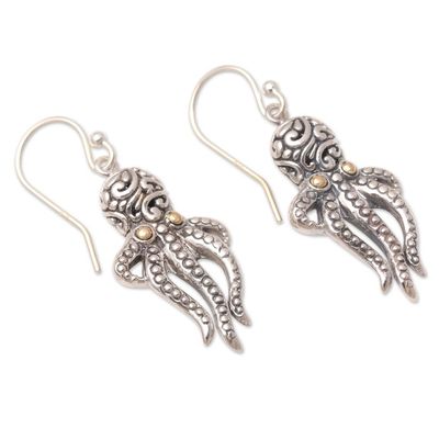 Alternate image for Gold-Accented Dangle Earrings with Octopus Motif Octopus Girl