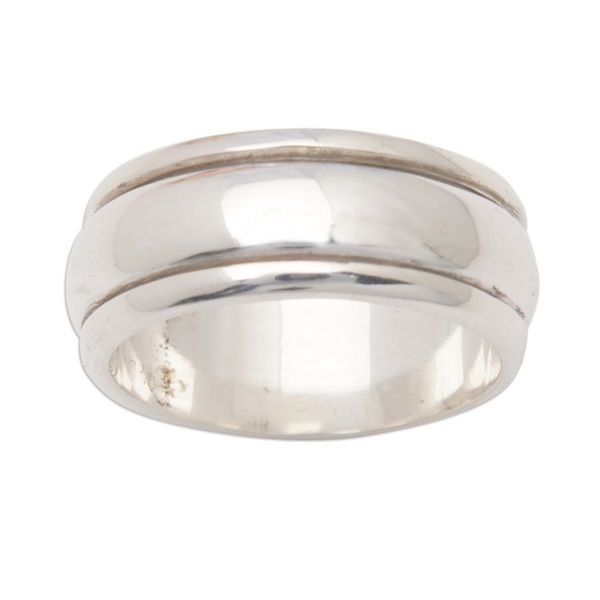 Alternate image for Mens Polished Sterling Silver Spinner Ring Made in Bali Gallant Me