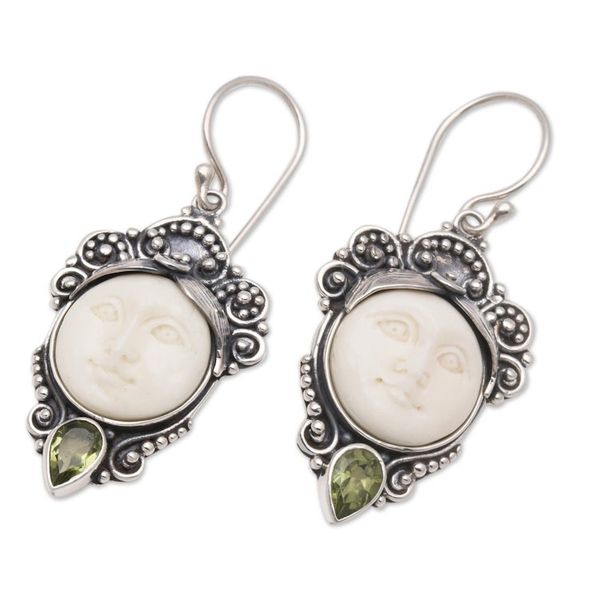 Alternate image for Peridot Dangle Earrings from Bali Honest Guardians