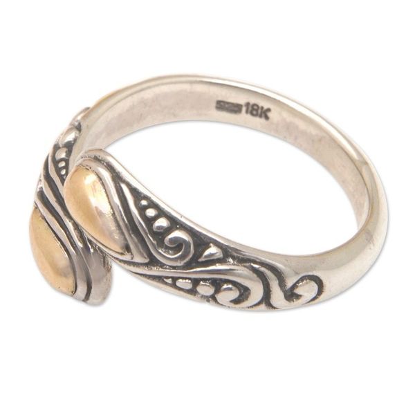 Alternate image for Traditional Sterling Silver Cocktail Ring with Gold Accents Golden Fates