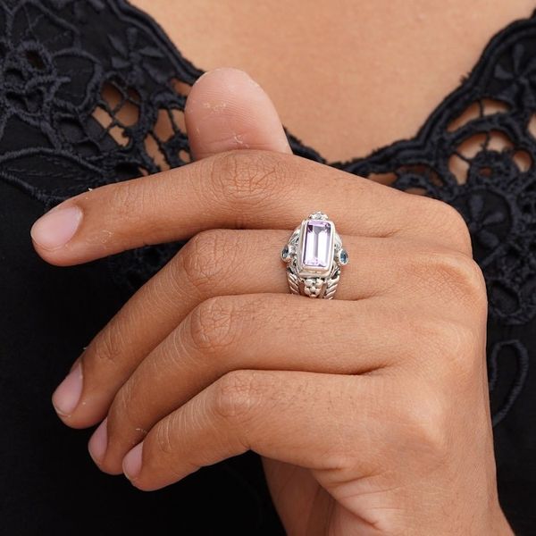Alternate image for Amethyst and Sterling Silver Cocktail Ring Sea Temple