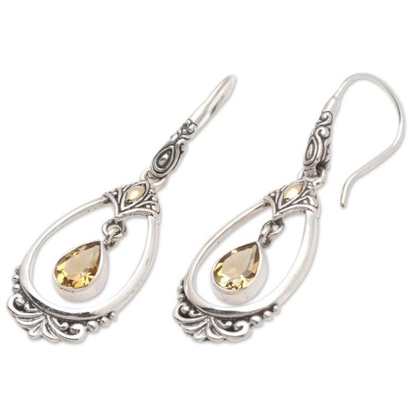 Alternate image for Citrine Dangle Earrings Accented with 18k Gold Victoriana