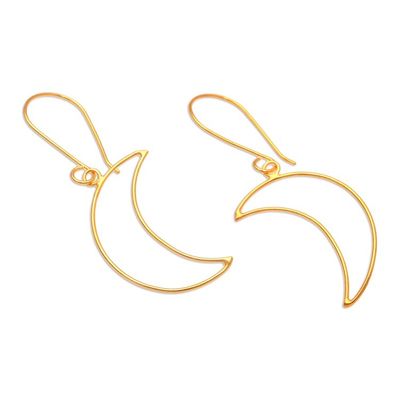 Alternate image for Gold-Plated Crescent Moon Dangle Earrings Moon Money
