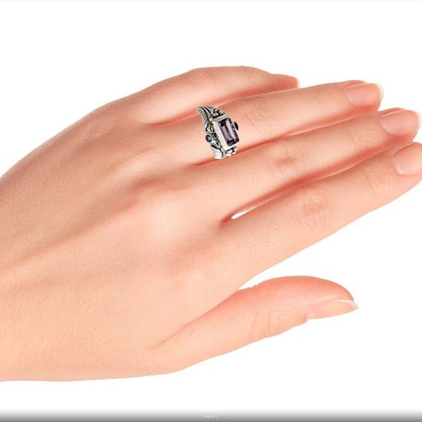 Alternate image for Amethyst and Sterling Silver Cocktail Ring Sea Temple
