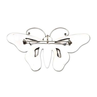 Alternate image for Sterling Silver and Onyx Butterfly Brooch Breathtaking Butterfly