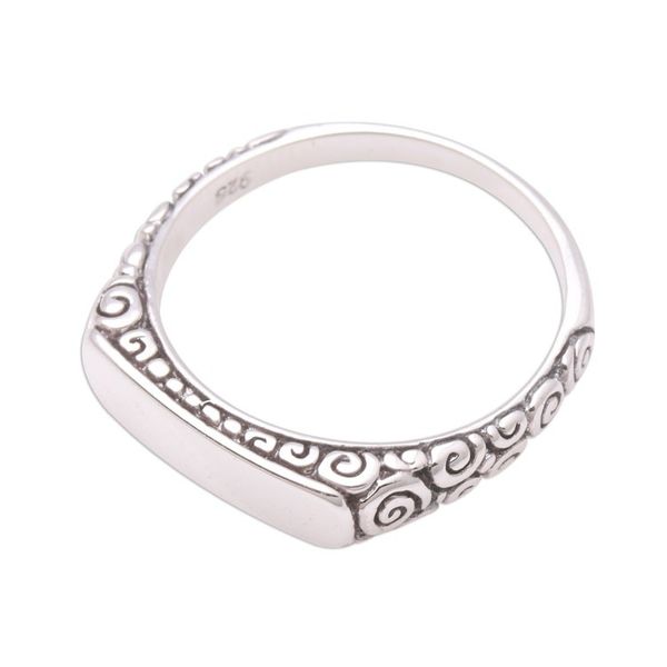 Alternate image for Curl Pattern Sterling Silver Band Ring from Bali Intaglio Beauty