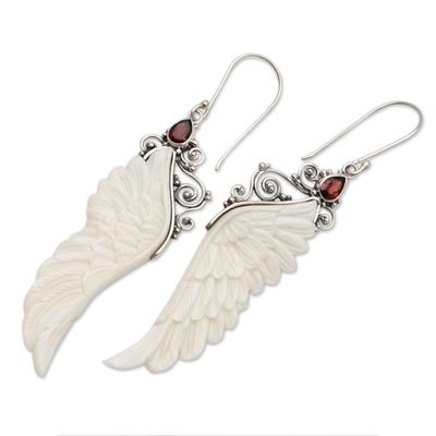Alternate image for Garnet Wing Dangle Earrings from Bali Caressed Wings