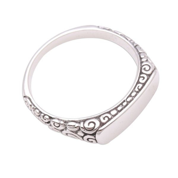 Alternate image for Curl Pattern Sterling Silver Band Ring from Bali Intaglio Beauty