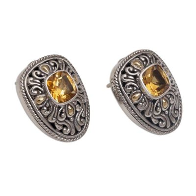 Alternate image for Citrine and Sterling Silver Drop Earrings with Gold Accents Luxurious Swirls