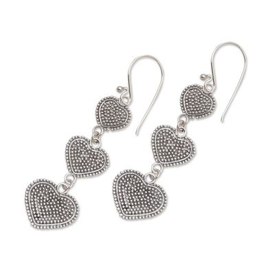 Alternate image for Sterling Silver Heart Dangle Earrings Jawan Hearts