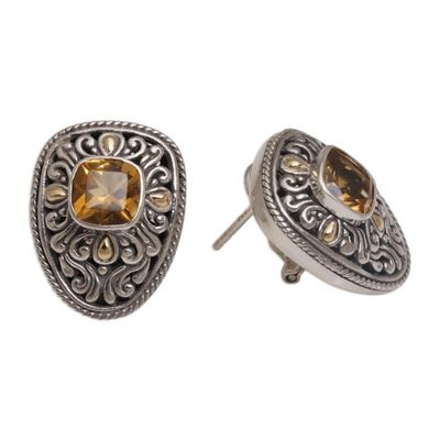 Alternate image for Citrine and Sterling Silver Drop Earrings with Gold Accents Luxurious Swirls