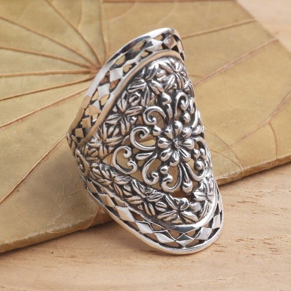 Alternate image for Sterling Silver Flower Ring Basket of Blooms