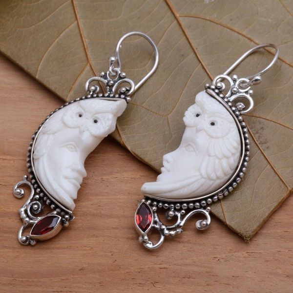 Alternate image for Garnet Owl Themed Dangle Earrings Owl Protector