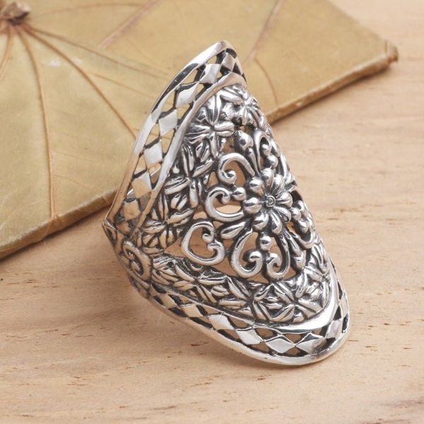 Alternate image for Sterling Silver Flower Ring Basket of Blooms