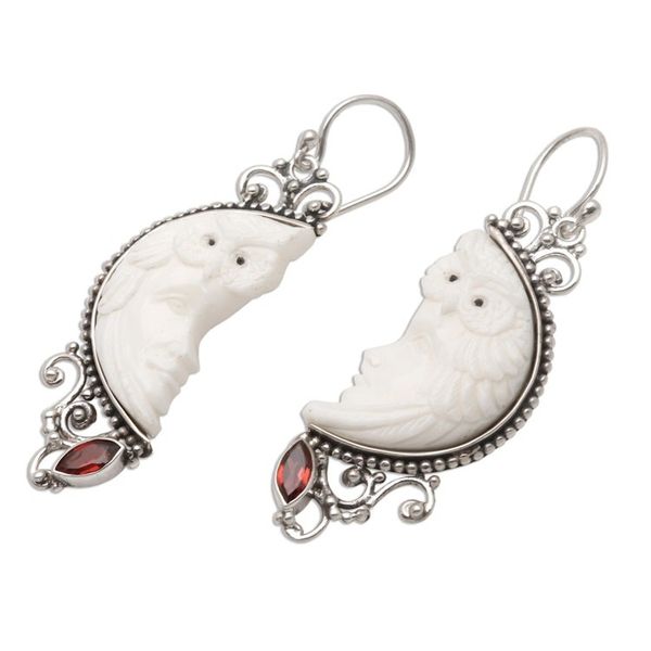 Alternate image for Garnet Owl Themed Dangle Earrings Owl Protector