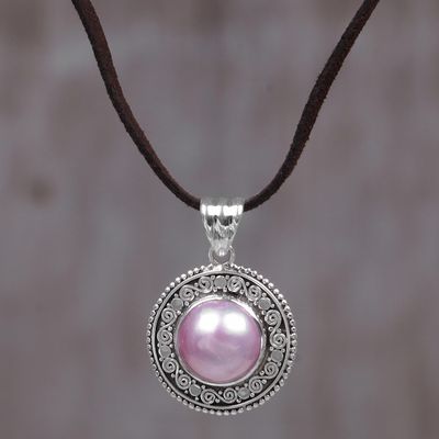 Alternate image for Pink Cultured Mabe Pearl Pendant Necklace from Indonesia Pink Orb
