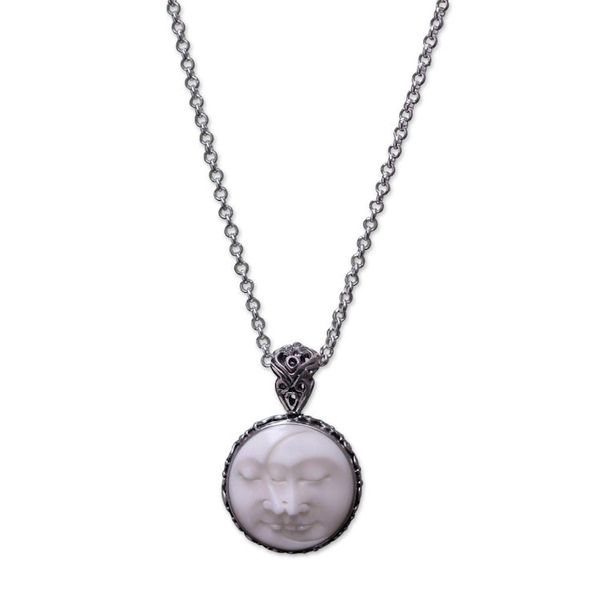 Alternate image for Balinese Handcrafted Silver Necklace with Bone Inlay Moon Romancing