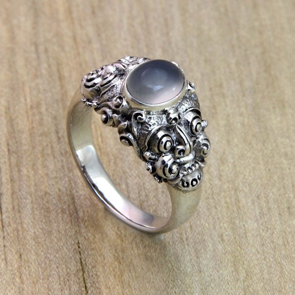 Men's Moonstone and Sterling Silver Ring 'Goodness'