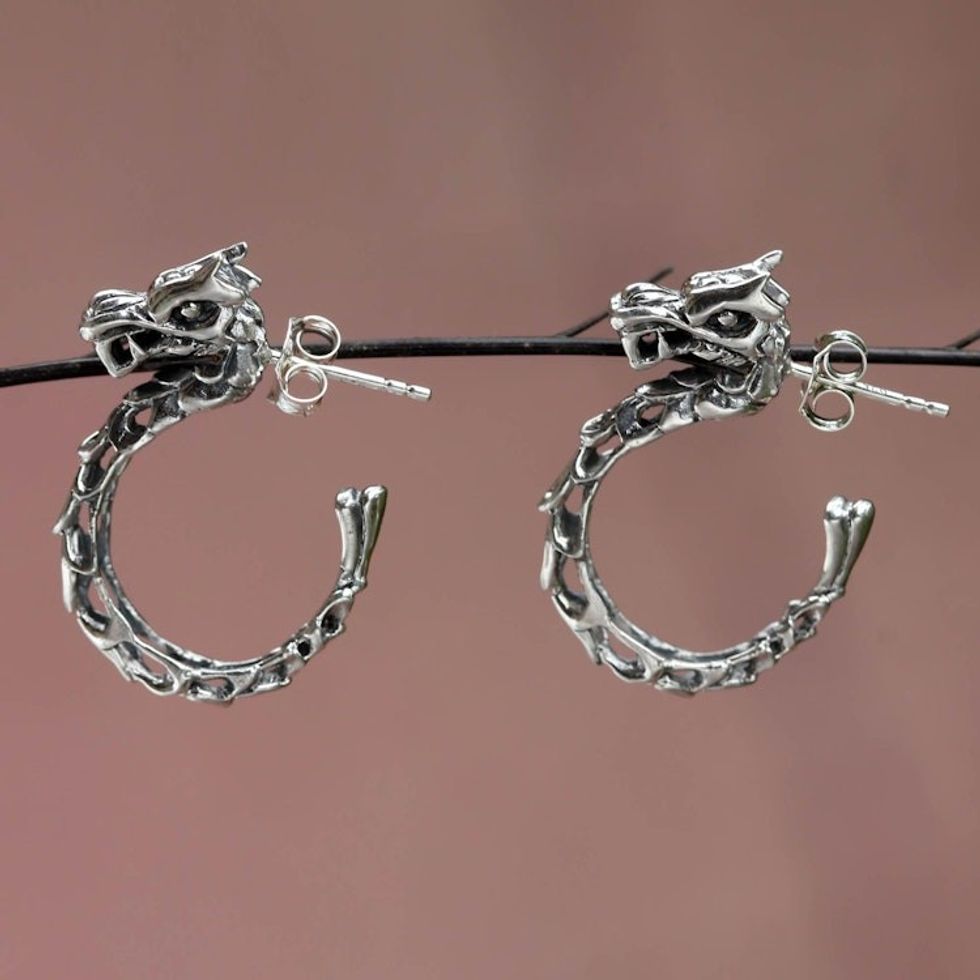 Balinese Dragon Half-hoop Earrings 'Anantaboga Dragon'