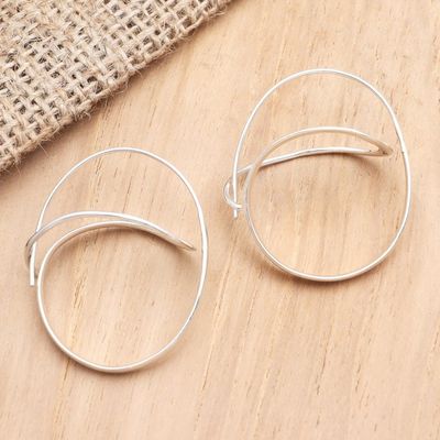 Alternate image for Hand Crafted Sterling Silver Hoop Earrings Full of Hope