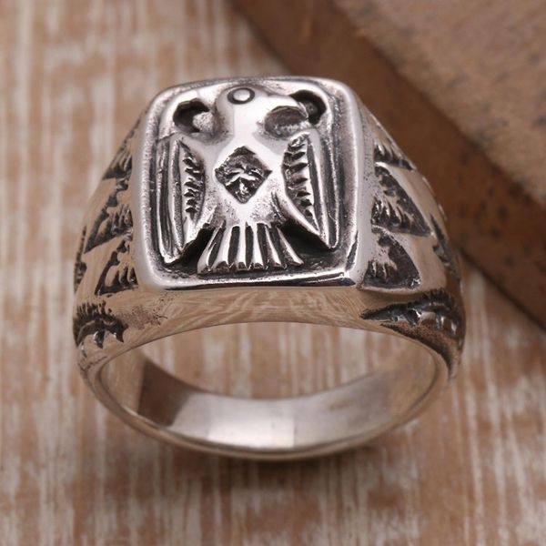 Alternate image for Sterling Silver Eagle Signet Ring Crafted in Bali Ancient Eagle