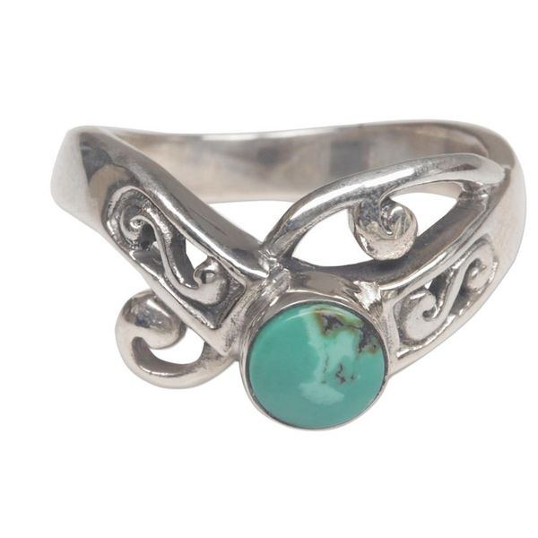 Alternate image for Natural Turquoise and Sterling Silver Single Stone Ring Turquoise Mystique
