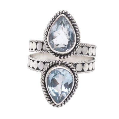 Alternate image for Blue Topaz and Sterling Silver Cocktail Ring from Bali Twin Promise