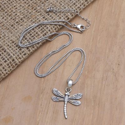 Alternate image for Gold-Accented Pendant Necklace with Dragonfly Motif Winged Luxury