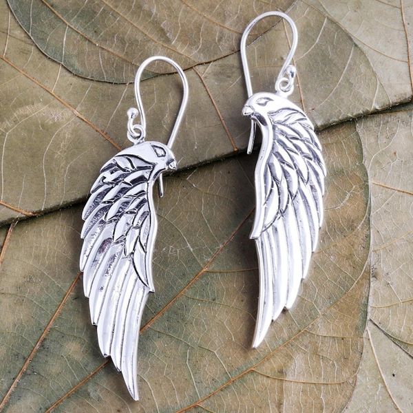 Alternate image for Hand Crafted Sterling Silver Eagle Dangle Earrings Adventurous Eagle