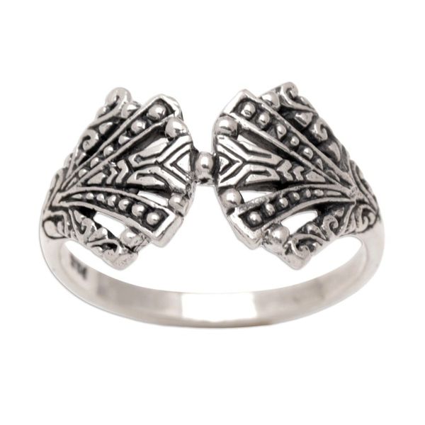 Alternate image for Fan-Shaped Sterling Silver Band Ring Crafted in Bali Beautiful Fan