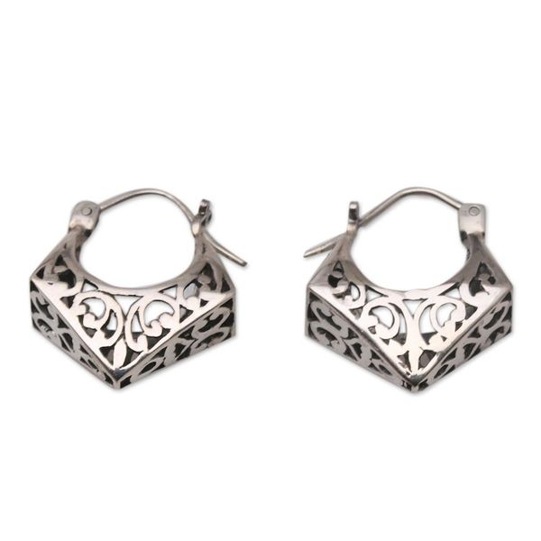 Alternate image for Hand Crafted Sterling Silver Hoop Earrings Arrival