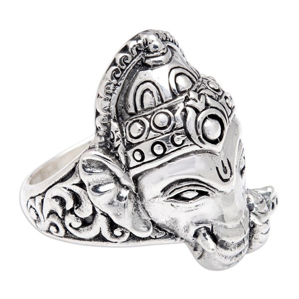 Alternate image for Mens Sterling Silver Ganesha Cocktail Ring from Bali Ganapati