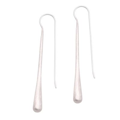 Alternate image for Brushed-Satin Sterling Silver Drop Earrings from Bali Brushed Classic