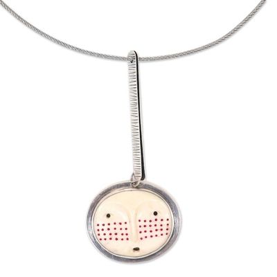 Alternate image for Cow Bone Sterling Silver Womens Choker Necklace from Bali Lombok Mask