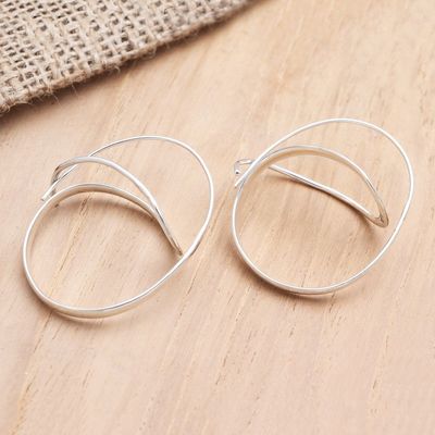 Alternate image for Hand Crafted Sterling Silver Hoop Earrings Full of Hope