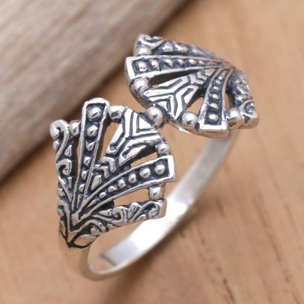 Alternate image for Fan-Shaped Sterling Silver Band Ring Crafted in Bali Beautiful Fan