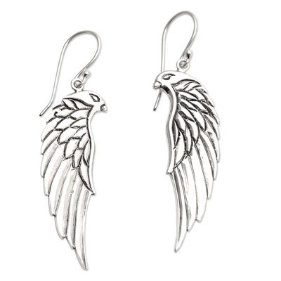 Alternate image for Hand Crafted Sterling Silver Eagle Dangle Earrings Adventurous Eagle