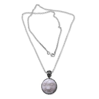 Alternate image for Balinese Handcrafted Silver Necklace with Bone Inlay Moon Romancing